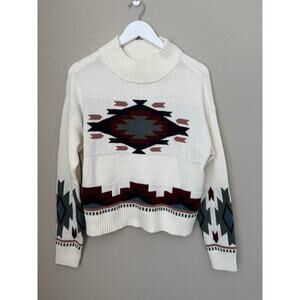 Lucky Brand Sweater Size Medium Aztec Western NWT Western Country Cotton